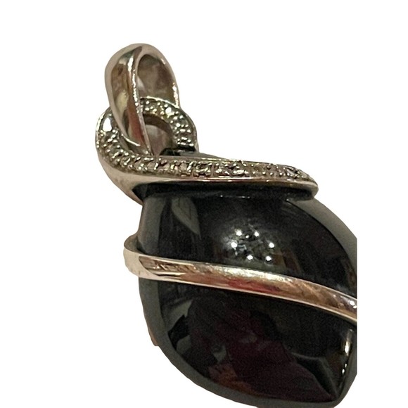 Sterling Silver 925 Black Onyx Cubic Zirconia Pendant EMA Jewlery Inc - Picture 8 of 11